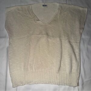 Barry & Me Cream V-Neck Sweater – Made in USA | Soft Minimalist Knit (Women's M)